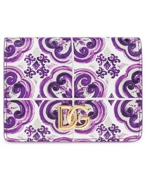 Dolce & Gabbana Majolica Printed Bi-Fold Wallet - Purple