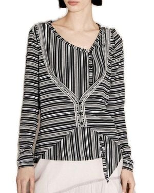 Kiko Kostadinov Double Jersey Asymmetric Striped Top - Black