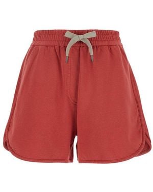 Brunello Cucinelli Drawstring Straight Hem Shorts - Red