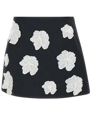 ROTATE BIRGER CHRISTENSEN Satin Flower Mini Skirt - Black