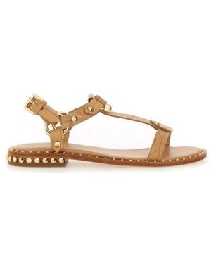 Ash Patsy Bis Printed Stud Embellished Flat Sandals - Natural