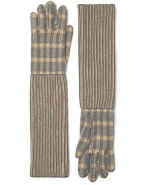 ZEGNA Checked Long Knit Gloves - White