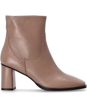 Tommy Hilfiger Square Toe Heeled Ankle Boots - Brown