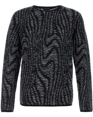 Giorgio Armani Abstract Patterned Crewneck Jumper - Black