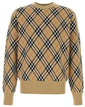 Burberry Checked Knitted Crewneck Jumper - Multicolour