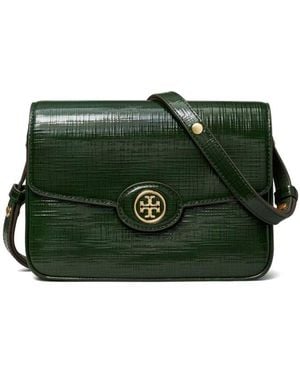 Tory Burch Textured Leather Double T Shoulder Bag - Green