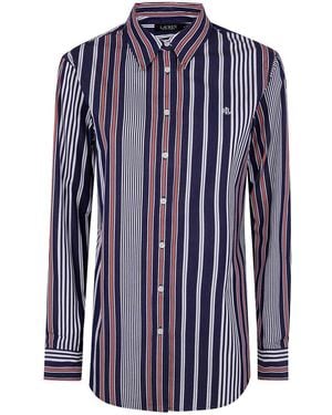 Ralph Lauren Classic Fit Striped Broadcloth Shirt - Blue