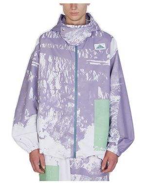 OAMC Tie Dyed Logo Patch Zipped Hooded Jacket - Blue