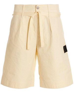 Stone Island Shadow Project Tone Island Logo Badge Ripstop Bermuda Shorts - Natural