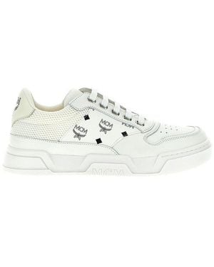 MCM Skyward Logo Printed Lace-Up Sneakers - White