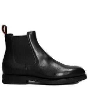 Santoni Almond Toe Chelsea Boots - Black