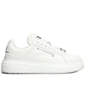 John Richmond Logo Printed Lace-Up Trainers - White