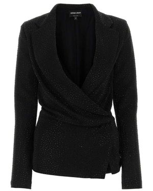 Giorgio Armani Embellished Wrapped Blazer - Black