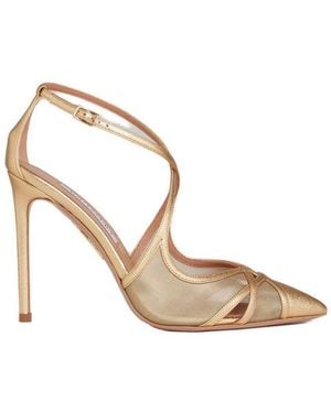 Aquazzura Cut-Out Detailed Pointed Toe Court Shoes - Natural