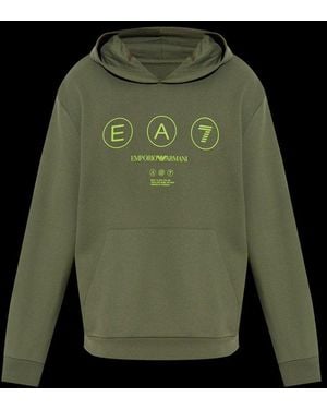 EA7 Logo Printed Hoodie - Green