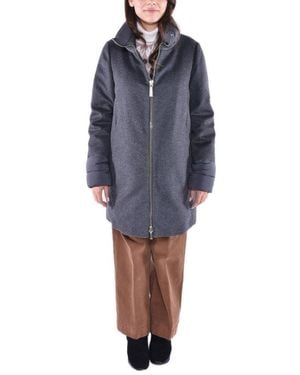 Moorer Abete High-Neck Coat - Blue