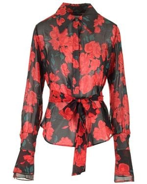 Equipment Floral Long Sleeve Top - Red