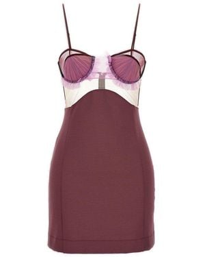 Nensi Dojaka Explosive Flower Panelled Bustier Mini Dress - Purple