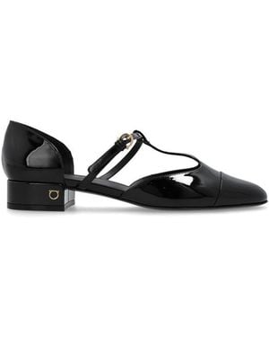 Ferragamo T-strap Ballet Shoes - Black