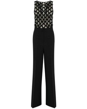 Elisabetta Franchi Bows Embellished Lightweight Crêpe Jumpsuit - Black