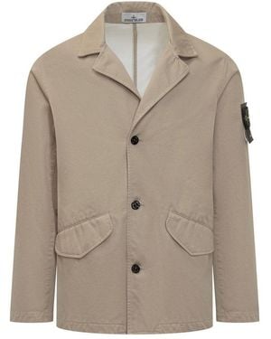 Stone Island Raso Gommato 3L Button-Up Jacket - Natural