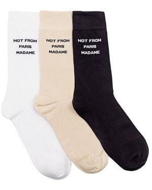 Drole de Monsieur Pack Of Three Intarsia-Knit Socks - Black