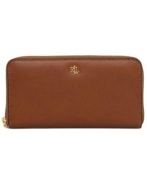 Polo Ralph Lauren Logo Plaque Zipped Wallet - Brown