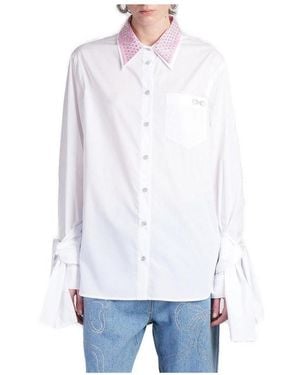 Mach & Mach Embellished Knot-Detailed Shirt - White