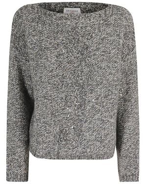 ERMANNO FIRENZE Sequined Boat-Neck Sweater - Grey