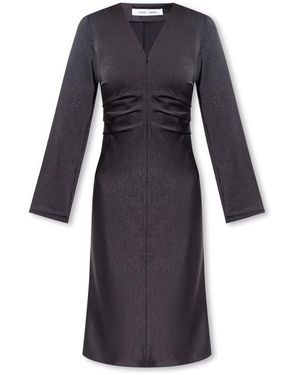 Samsøe & Samsøe Ruched V-Neck Midi Dress - Blue