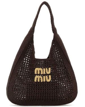 Miu Miu Logo Appliquéd Top Handle Bag - Black