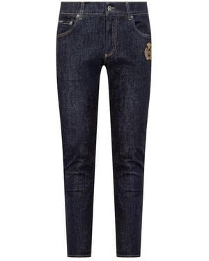 Dolce & Gabbana Heraldic Emblem Slim-Fit Jeans - Blue