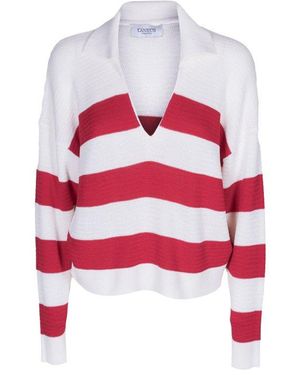 Laneus Knitted Long Sleeve Polo Shirt - Red