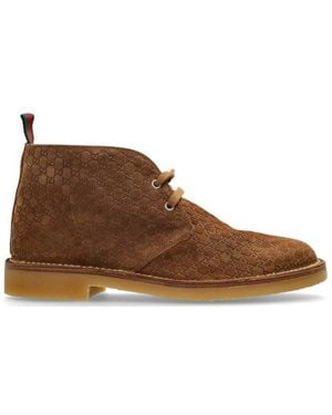 Gucci Web Detailed Ankle Boots - Brown