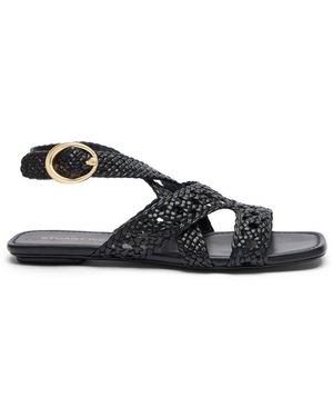 Stuart Weitzman Thea Woven Sandals - Black
