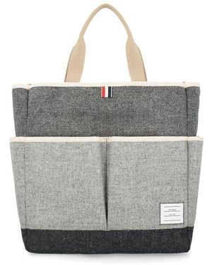 Thom Browne Shetland Garden Tote Bag - Grey