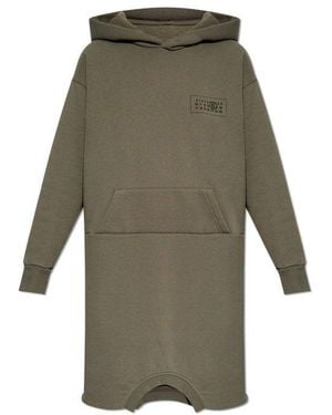 MM6 by Maison Martin Margiela Logo Printed Hooded Dress - Green