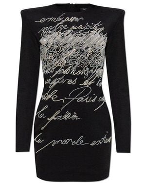 Balmain Dress With Shimmering Appliqués - Black