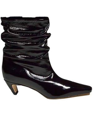 MSGM Ruched Detail Ankle Boots - Black