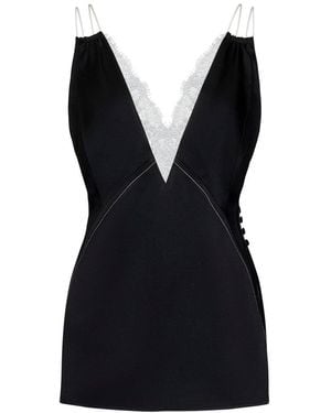 Victoria Beckham Lace Embellished V-Neck Camisole Top - Black