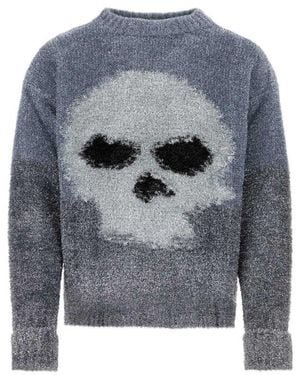 ERL Intarsia-Knit Crewneck Jumper - Grey