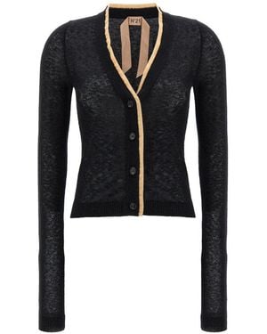 N°21 Contrast Trim Knitted Cardigan - Black