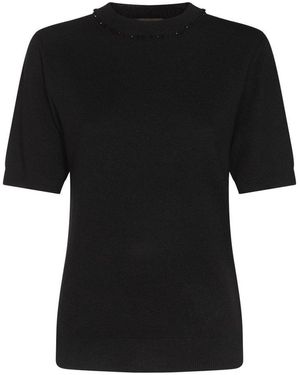 Tシャツ・カットソー FABIANA FILIPPI Platinum and lurex short-sleeved jersey Fabiana Filippi Platinum And Lurex Short-Sleeved Jersey
