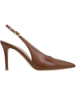 Gianvito Rossi Robbie Pointed Toe Slingback Pumps - Brown