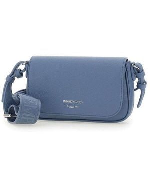 Emporio Armani Deer Printed Foldover Top Mini Shoulder Bag - Blue