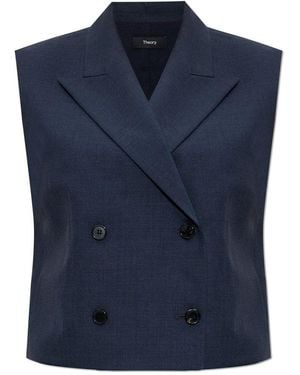 Theory Double Breasted V-Neck Vest - Blue