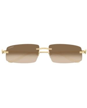 Cartier Eyewear Rectangle-Frame Sunglasses - Metallic