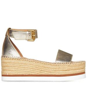 See By Chloé Buckle Strap Platform Sandals - Metallic