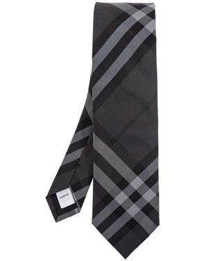 Burberry Nova Check Pointed-Tip Tie - Black