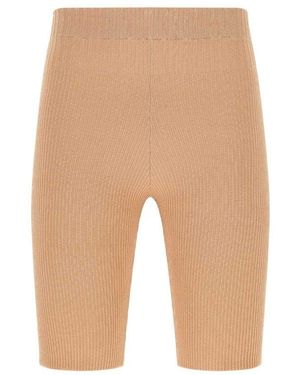 ANDREA ADAMO High-Waist Ribbed Shorts - Natural